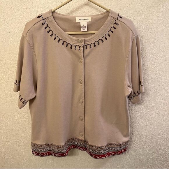 Bechamel Short Sleeve Decorated Top Size L - Picture 1 of 7